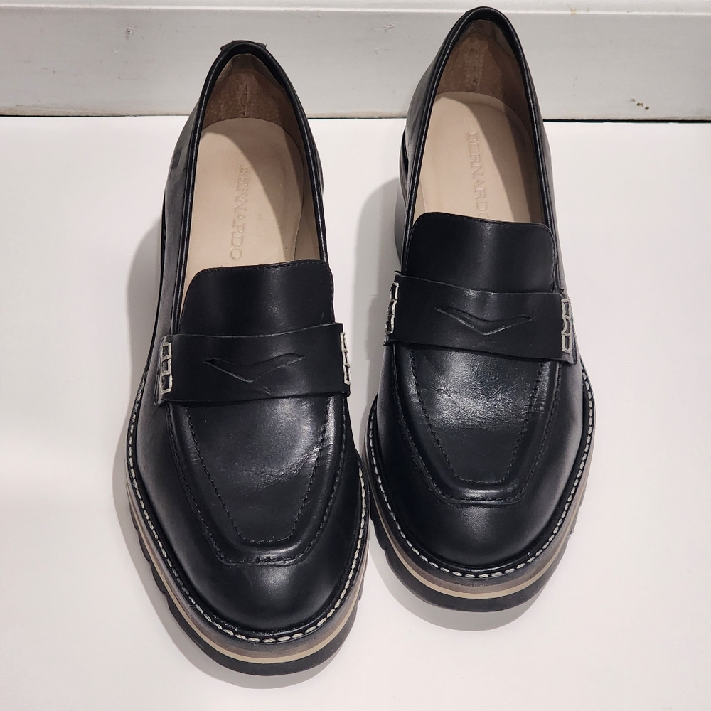 Bernardo Black Leather Loafers